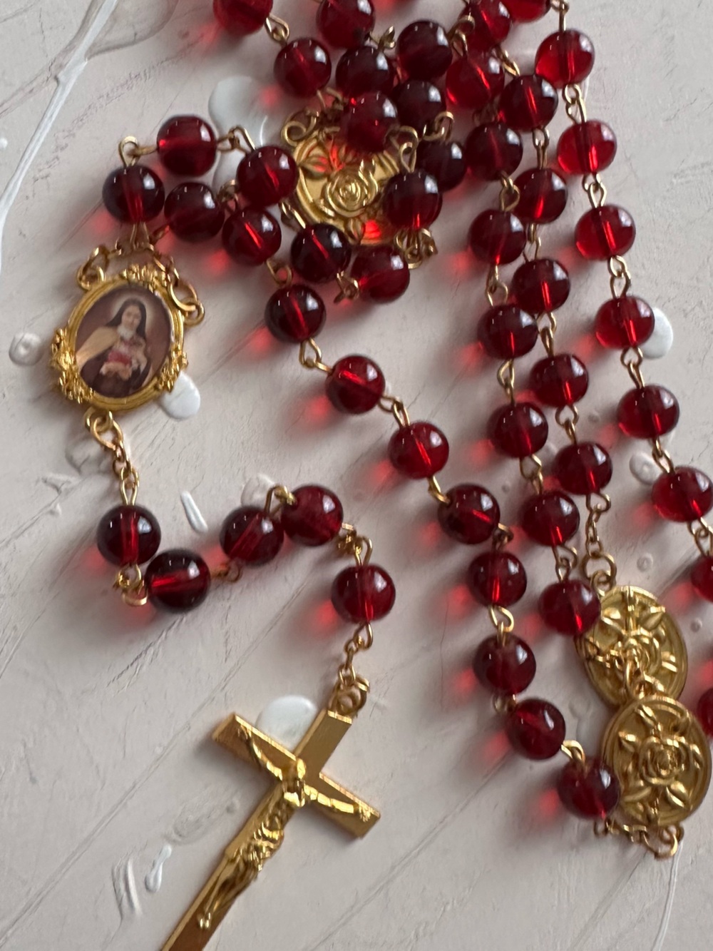 Vintage Glass beads Crucifix Necklace